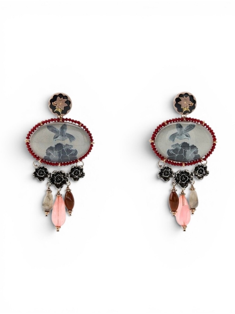 ZARA Resin Stone Charm Earrings NWT